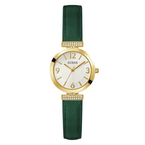 The Watch Boutique Guess Ladies Green Gold Tone Analog Watch