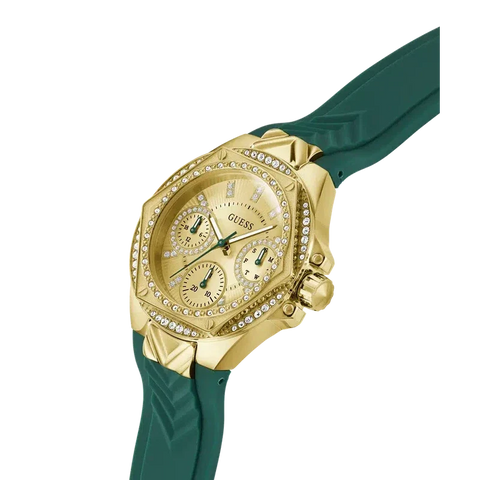The Watch Boutique Guess Ladies Green Gold Tone Multi-function Watch
