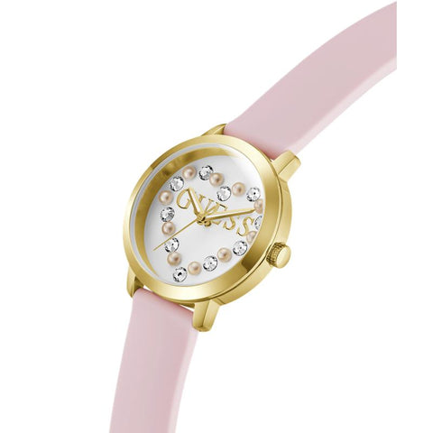 The Watch Boutique Guess Ladies Pink Gold Tone Analog Watch