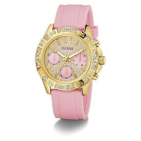 The Watch Boutique Guess Ladies Pink Gold Tone Analog Watch