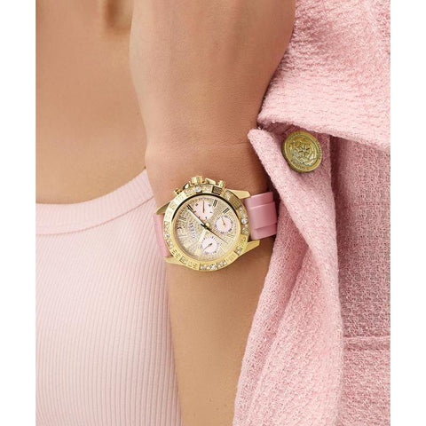 The Watch Boutique Guess Ladies Pink Gold Tone Analog Watch