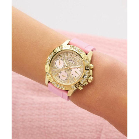 The Watch Boutique Guess Ladies Pink Gold Tone Analog Watch