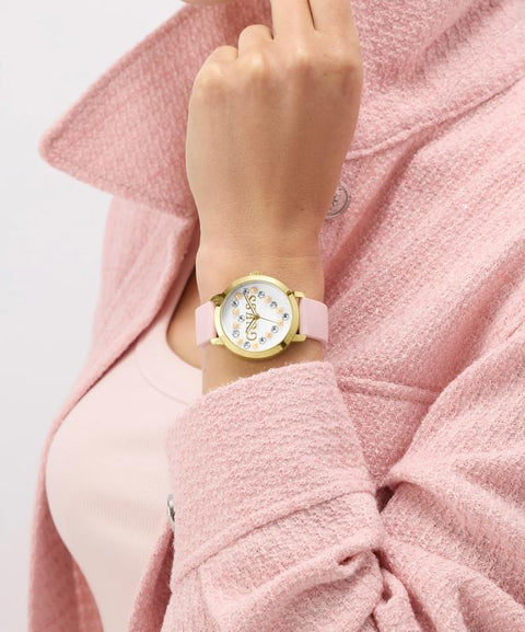 The Watch Boutique Guess Ladies Pink Gold Tone Analog Watch