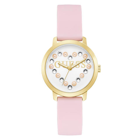 The Watch Boutique Guess Ladies Pink Gold Tone Analog Watch