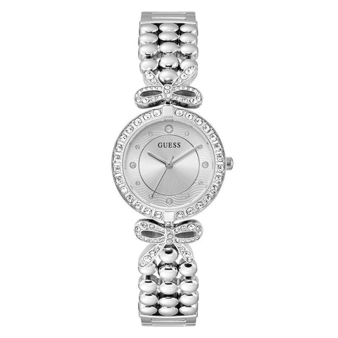 The Watch Boutique Guess Ladies Ribbon Silver Dial Watch