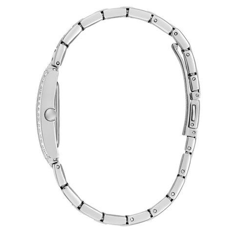 The Watch Boutique Guess Ladies Silver Tone Analog Watch with Diamond-Accented Bracelet