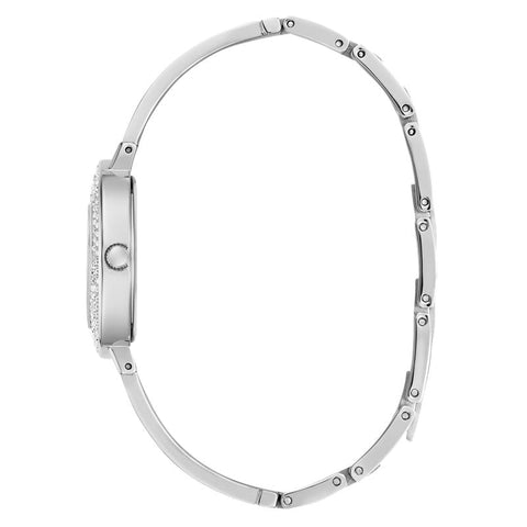 The Watch Boutique Guess Ladies Silver Tone Analog Watch with Heart-Shaped Dial
