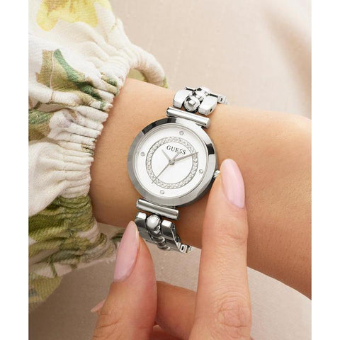 The Watch Boutique Guess Ladies Silver Tone Stainless Steel Analog Watch