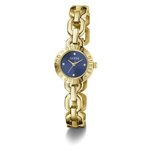 The Watch Boutique Guess Ladies Siren Gold Tone Analog Watch with Blue Dial