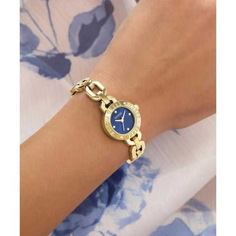 The Watch Boutique Guess Ladies Siren Gold Tone Analog Watch with Blue Dial