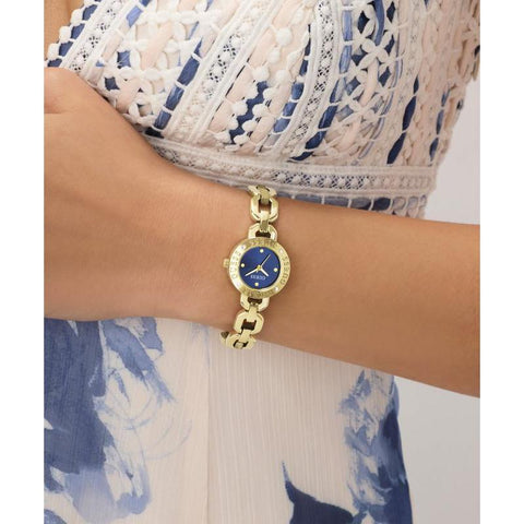 The Watch Boutique Guess Ladies Siren Gold Tone Analog Watch with Blue Dial