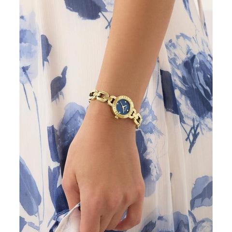 The Watch Boutique Guess Ladies Siren Gold Tone Analog Watch with Blue Dial