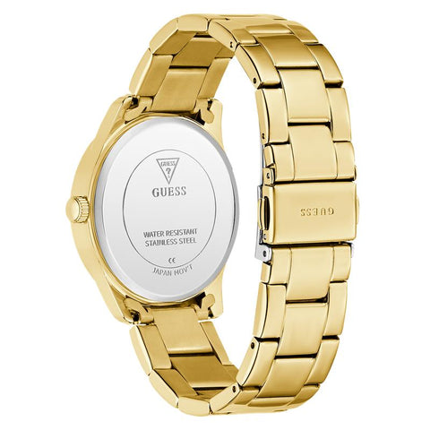 The Watch Boutique Guess Ladies Tone Analog Quartz Watch with Stoned Bezel