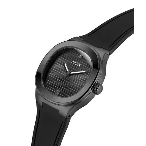 The Watch Boutique Guess Men's Black Analog Watch with Textured Dial
