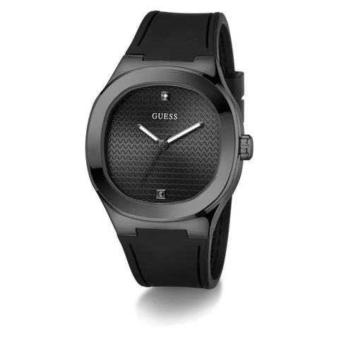 The Watch Boutique Guess Men's Black Analog Watch with Textured Dial