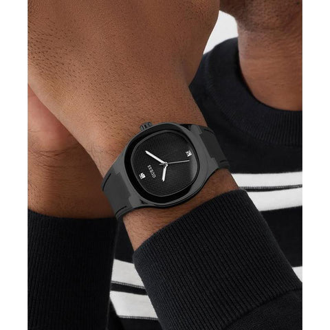The Watch Boutique Guess Men's Black Analog Watch with Textured Dial