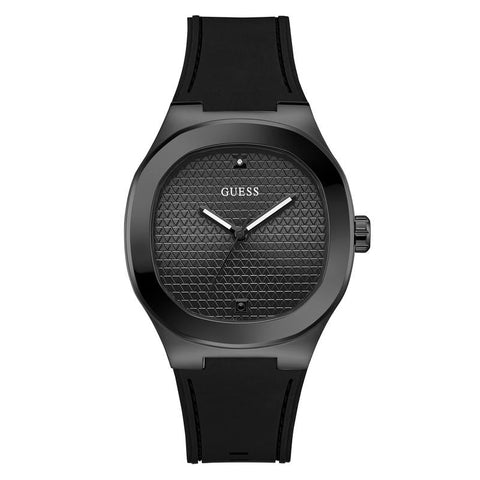 The Watch Boutique Guess Men's Black Analog Watch with Textured Dial