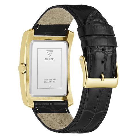 The Watch Boutique Guess Men's Black Gold Tone Analog Watch with Green Dial