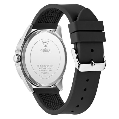 The Watch Boutique Guess Mens Black Silver Tone Analog Watch