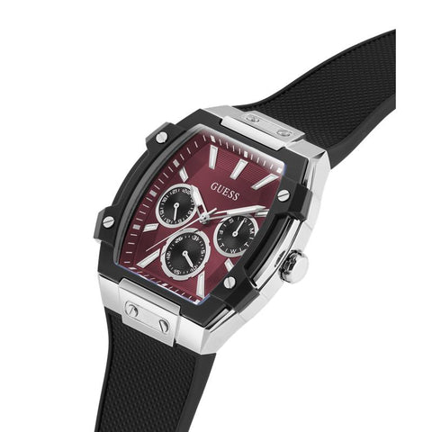 The Watch Boutique Guess Men's Black Strap Red Dial Multifunction Watch