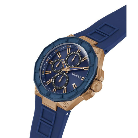 The Watch Boutique Guess Mens Blue Rose Gold Tone Multi-function Watch