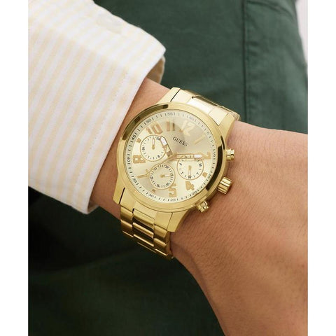 The Watch Boutique Guess Men's Gold-Tone Analog Watch with Champagne Dial