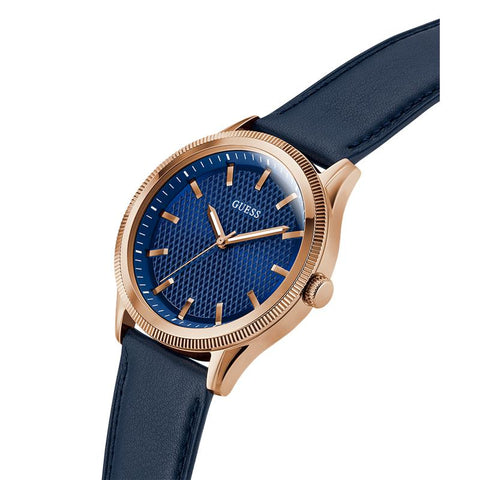 The Watch Boutique Guess Mens Navy Rose Gold Tone Analog Watch