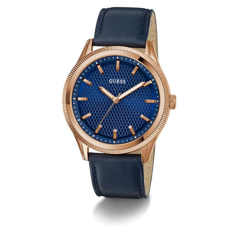 The Watch Boutique Guess Mens Navy Rose Gold Tone Analog Watch