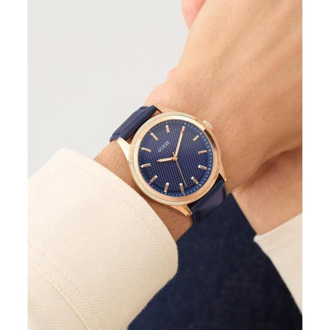 The Watch Boutique Guess Mens Navy Rose Gold Tone Analog Watch