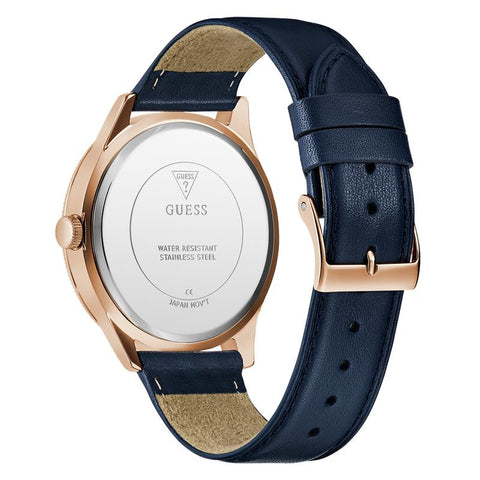The Watch Boutique Guess Mens Navy Rose Gold Tone Analog Watch