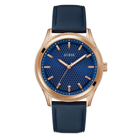 The Watch Boutique Guess Mens Navy Rose Gold Tone Analog Watch