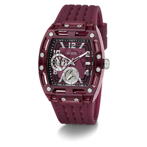 The Watch Boutique Guess Men's Red Transparent Silicone Strap Analog Watch