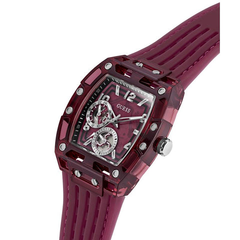 The Watch Boutique Guess Men's Red Transparent Silicone Strap Analog Watch
