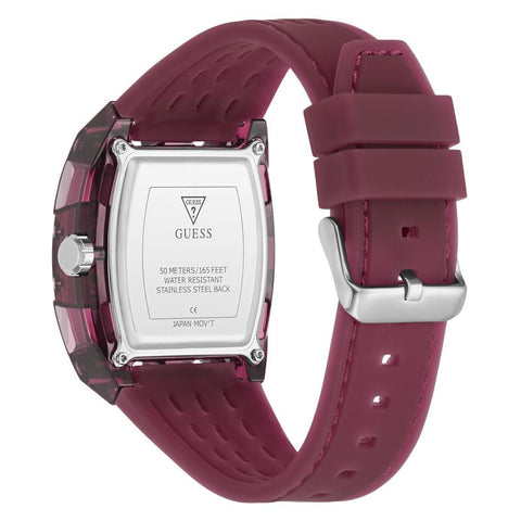 The Watch Boutique Guess Men's Red Transparent Silicone Strap Analog Watch