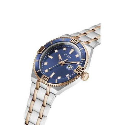 The Watch Boutique Guess Premier Silver & Rose Gold Date Gents Watch GW0330G3
