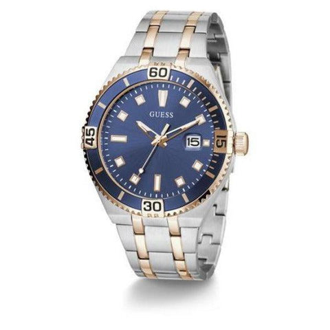 The Watch Boutique Guess Premier Silver & Rose Gold Date Gents Watch GW0330G3