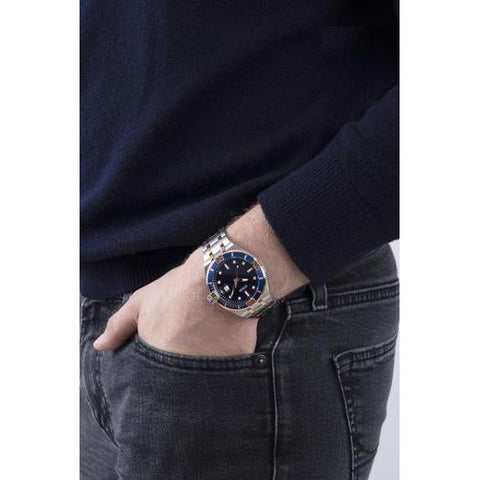 The Watch Boutique Guess Premier Silver & Rose Gold Date Gents Watch GW0330G3