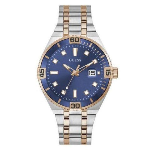 The Watch Boutique Guess Premier Silver & Rose Gold Date Gents Watch GW0330G3