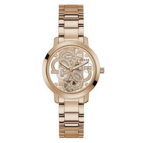 The Watch Boutique Guess Quattro Clear Rose Gold Tone Analog Ladies Watch GW0300L3