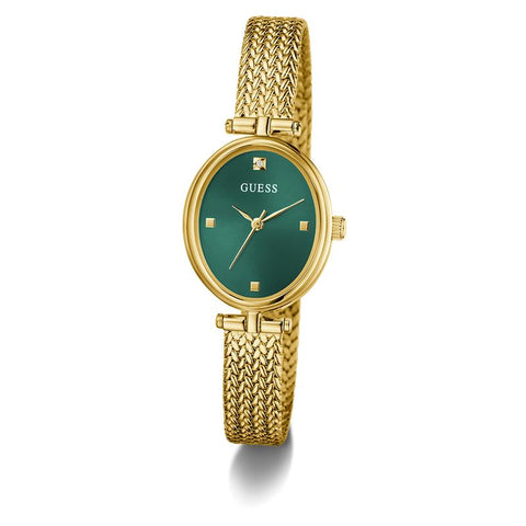 The Watch Boutique Guess Ruby Gold Tone Mesh Bracelet Analog Watch