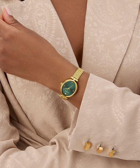 The Watch Boutique Guess Ruby Gold Tone Mesh Bracelet Analog Watch