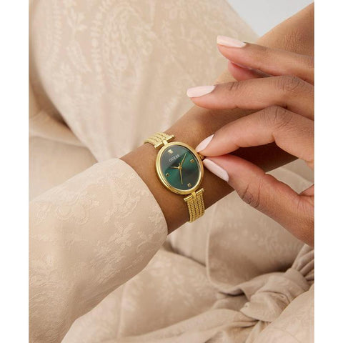 The Watch Boutique Guess Ruby Gold Tone Mesh Bracelet Analog Watch