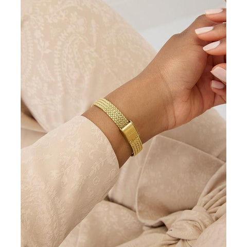 The Watch Boutique Guess Ruby Gold Tone Mesh Bracelet Analog Watch