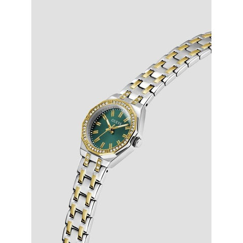 The Watch Boutique Guess Silver Gold Two-Tone Women's Watch with Green Dial