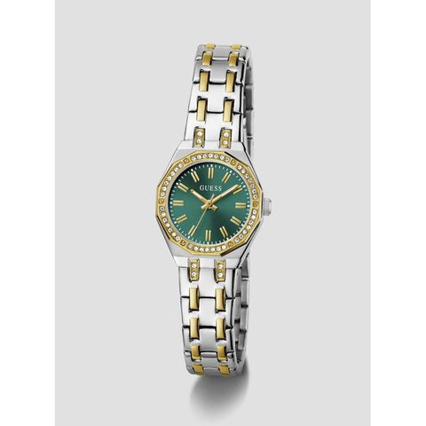The Watch Boutique Guess Silver Gold Two-Tone Women's Watch with Green Dial