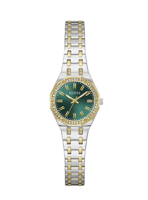 The Watch Boutique Guess Silver Gold Two-Tone Women's Watch with Green Dial