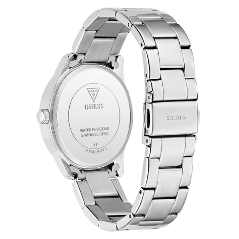 The Watch Boutique Guess Silver Tone Analog Quartz Watch – Stoned Bezel