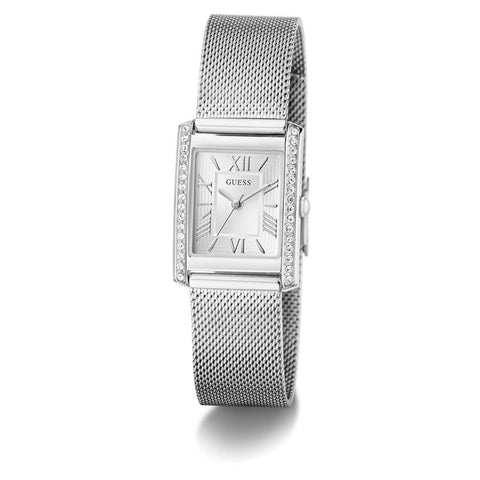 The Watch Boutique Guess Silver Tone Ladies Analog Watch with Mesh Bracelet