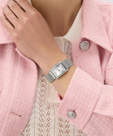 The Watch Boutique Guess Silver Tone Ladies Analog Watch with Mesh Bracelet