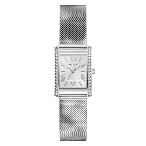 The Watch Boutique Guess Silver Tone Ladies Analog Watch with Mesh Bracelet
